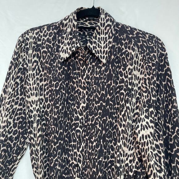 Allsaints Anya Animal Print Shirt Dress Medium Long Sleeve Button Front AND Back - Picture 6 of 12